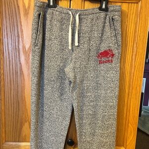 Roots Heather Gray Joggers with Red Logo